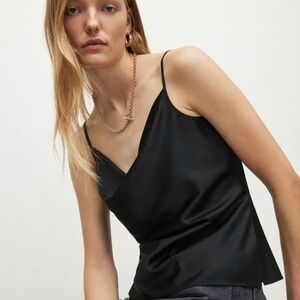 AllSaints Hadley Draped Cami Top – Black – US 8 / UK 12